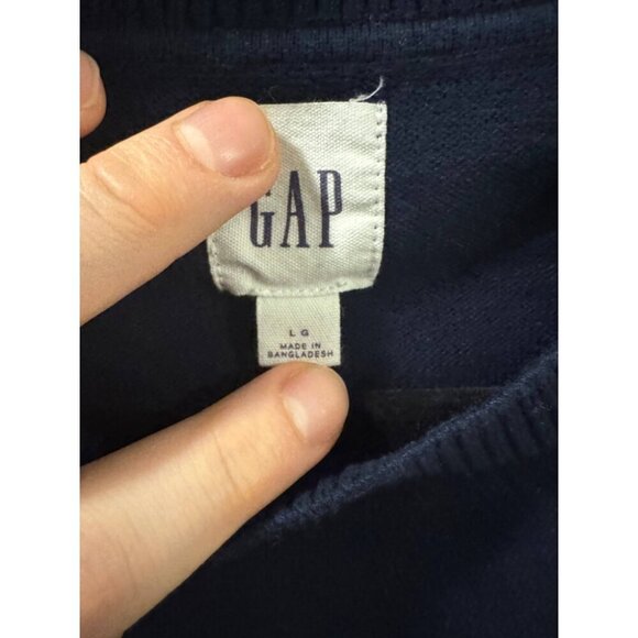 GAP Men's Large Navy Blue Striped Crewneck Sweater Long Sleeve Pullover - Picture 4 of 7